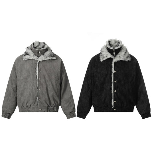 Unisex Down Jacket Winter Men's Fleece Collar Warm Padded Jacket