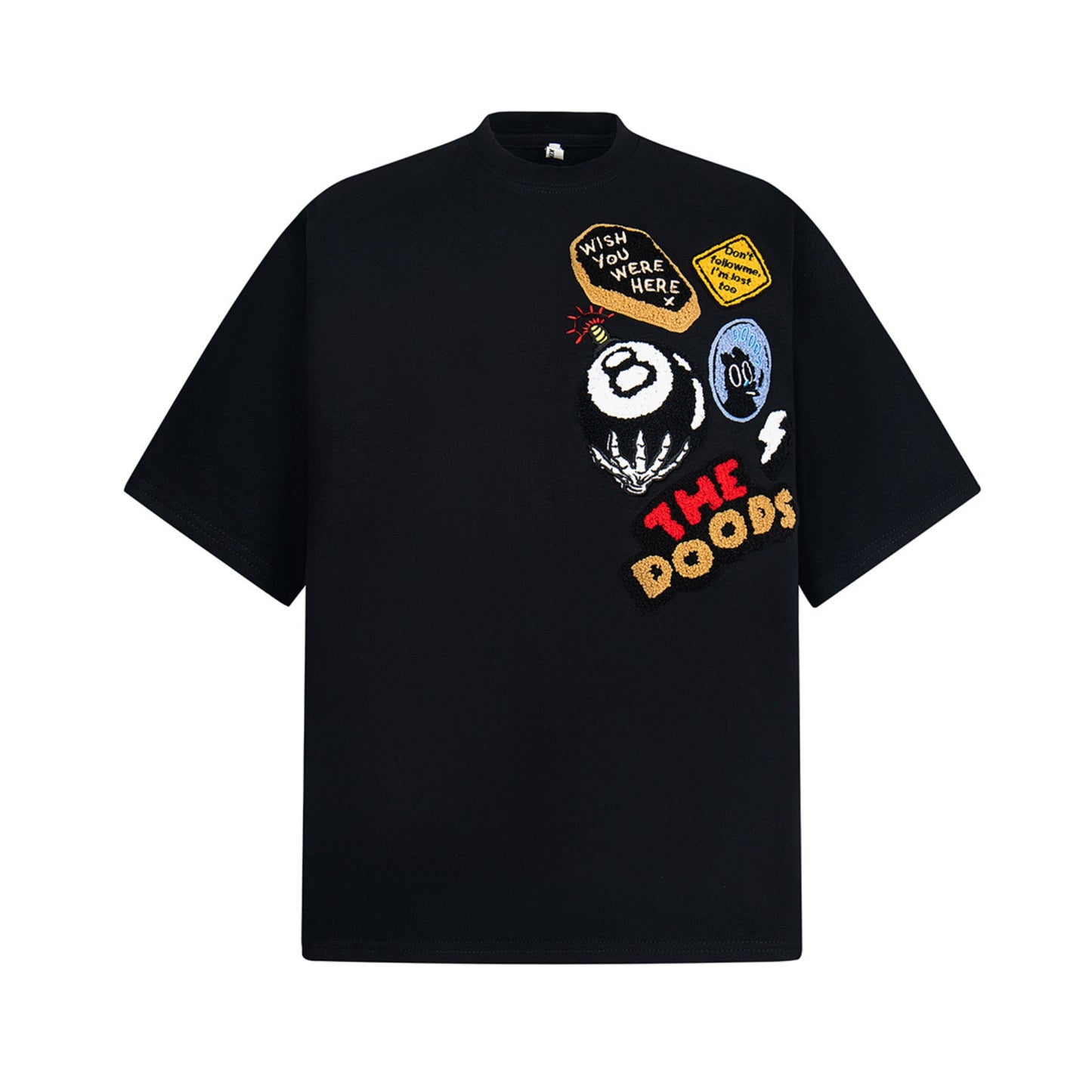Hustle vintage summer vintage skull embroidered short-sleeved t-shirt