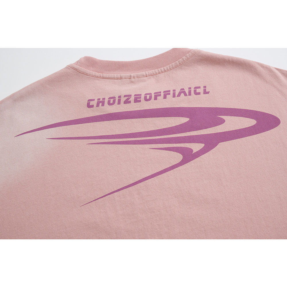 Nostalgia T Shirts Vintage washed gradual change letter print short sleeve T-shirt