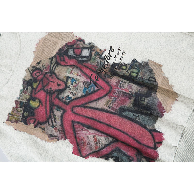 Streetwear Hoodie Vintage Cartoon Animal Print Hooded Sweater
