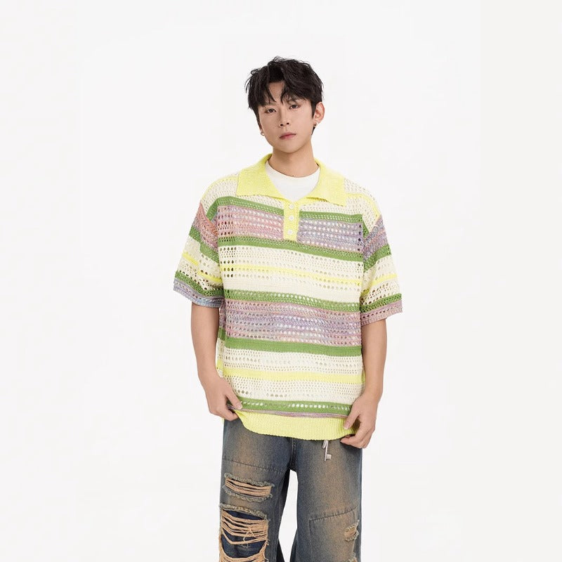 Nyc 1990 Shirt Vintage Striped Knitted polo shirt