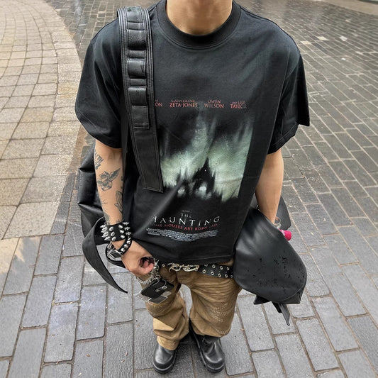 Streetwear Eua t-shirt Vintage Cleanfit Cotton Illustration Digital Printing Boxy Crew Neck Short Sleeve T-Shirt