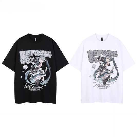 80s And 90s Vintage T Shirts Cartoon Print Loose Short Sleeve Men and Women