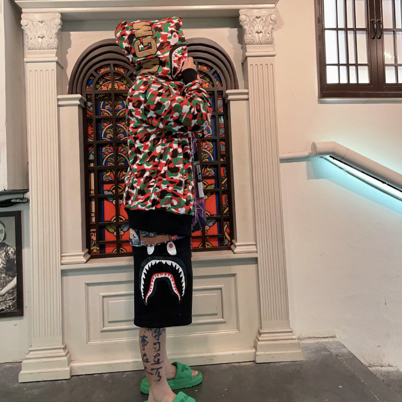 Ape Hoodie Limited Multi-Colour Camouflage Shark Sweater Hoodie Jacket