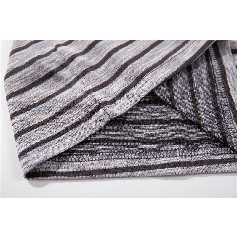 Casual Street Wear Black and White Striped Short Sleeve T-Shirt Cleanfit