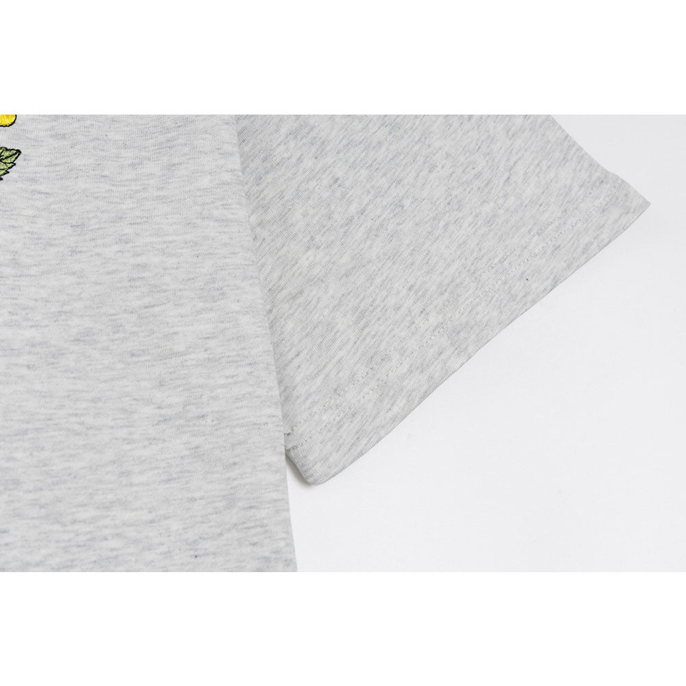 New York Hip Hop Style Vintage Floral Embroidery Crew Neck Short Sleeve T-Shirt