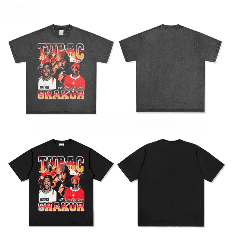 New york hip hop shop vintage hip hop tupac print short sleeve t-shirt