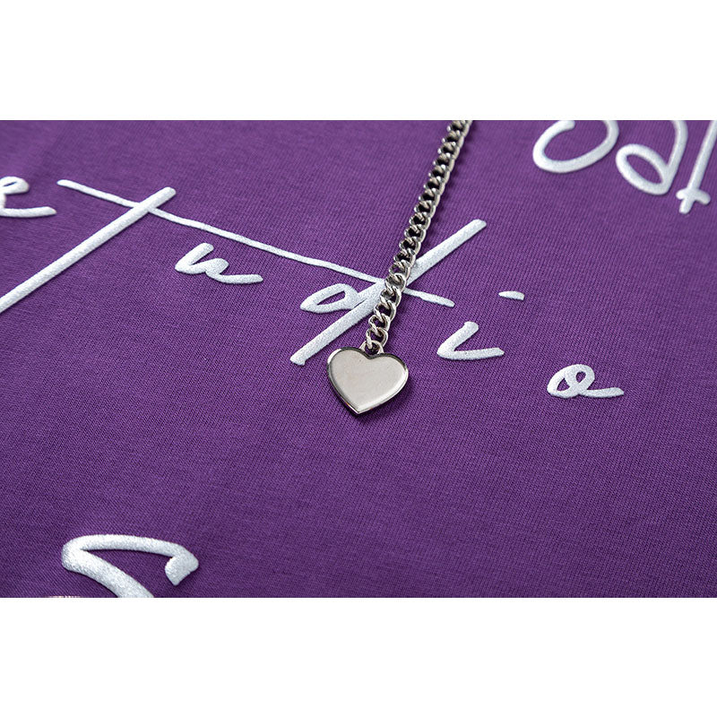 Vintage Tišö Rt Love Pendant Short Sleeve T-Shirt Summer Loose Top