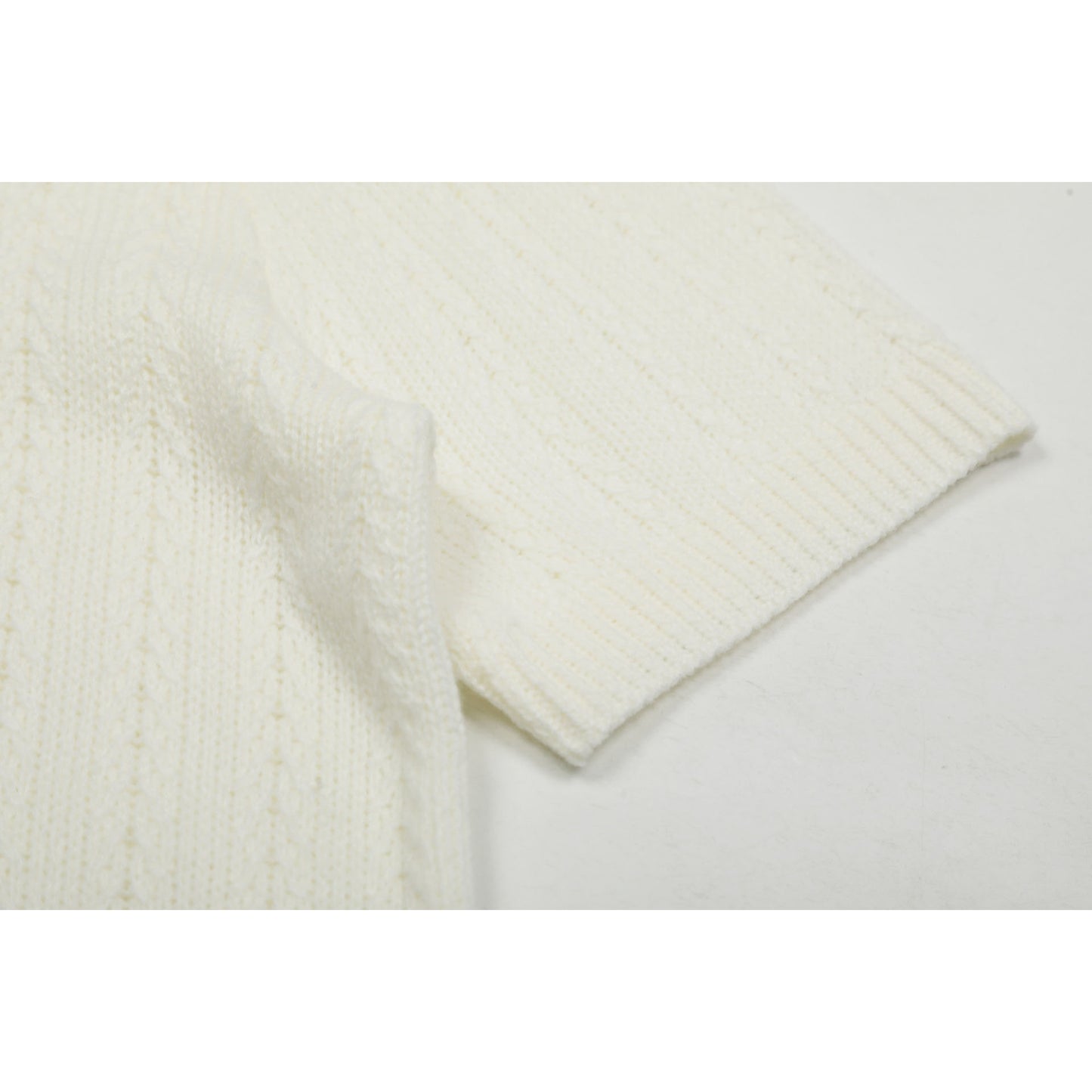 Hustle vintage summer vintage cutout knitted sweater short sleeve polo neck sweater