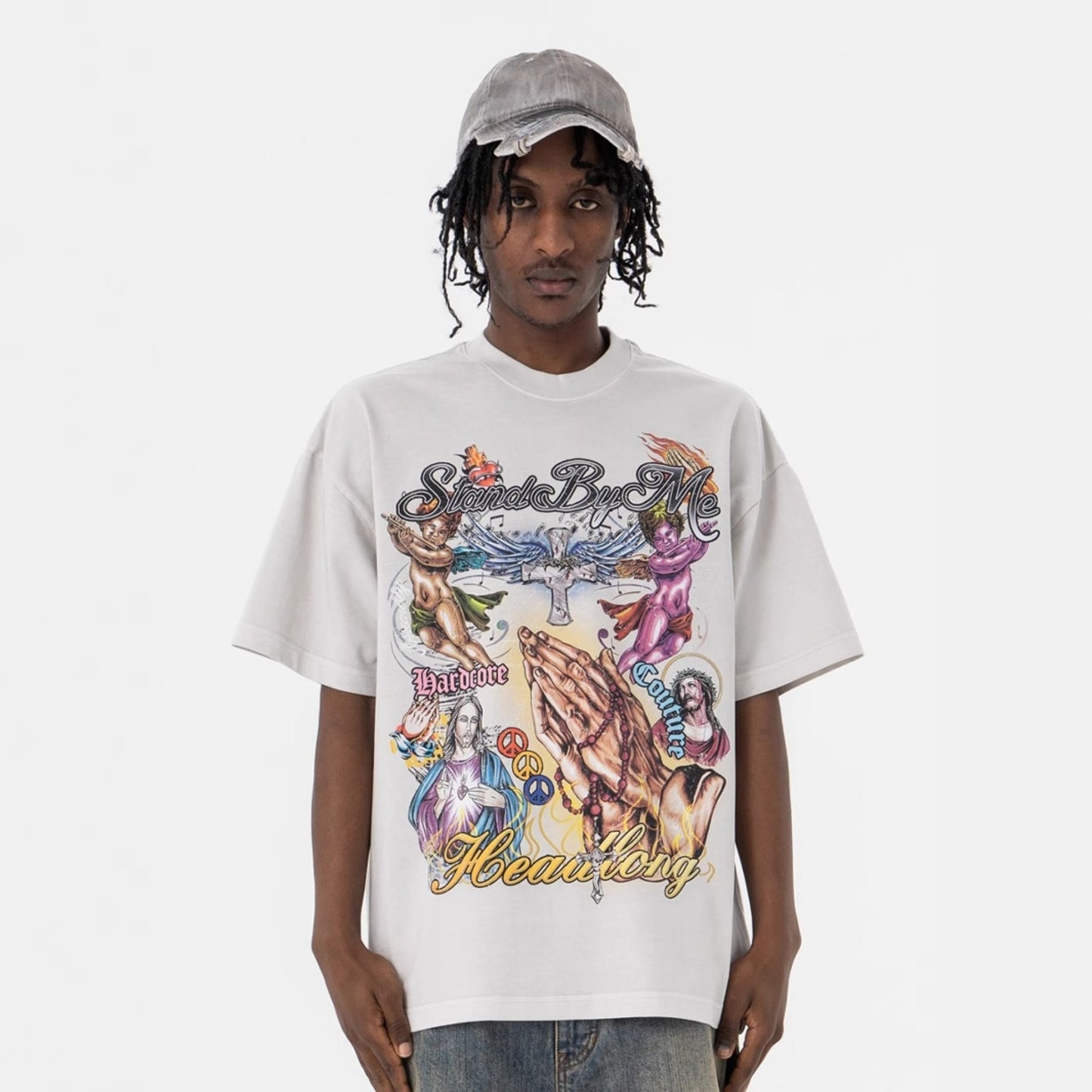 Vintage 90s Hip Hop Clothing Summer Wash Short Sleeve T-Shirt
