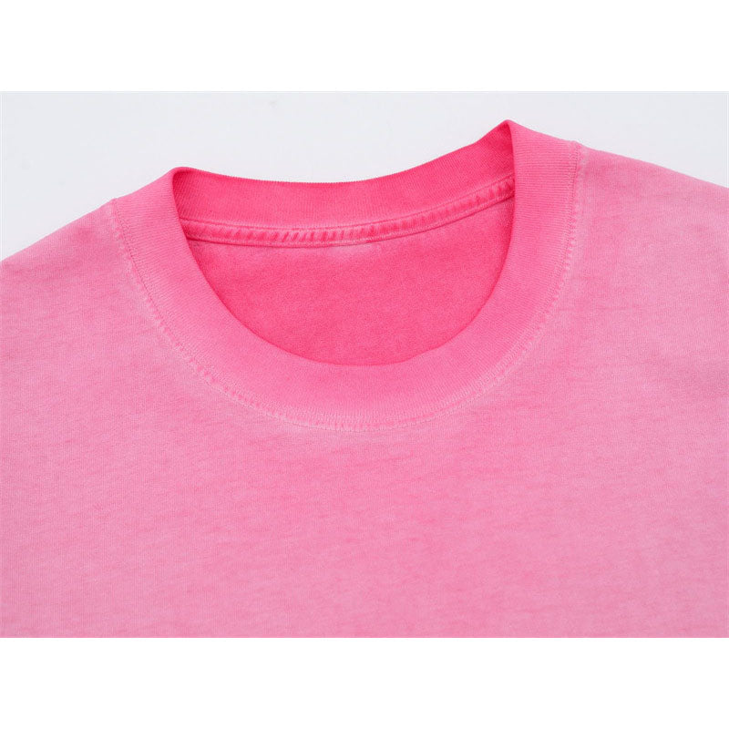 US drip outfits summer retro gradual change letter casual loose short sleeve T-Shirts