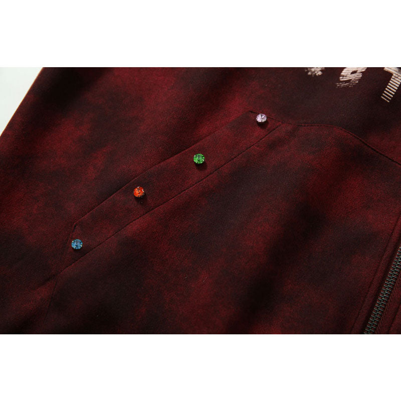 Streetwear Hoodie Tie-Dye Hooded Sweater Loose Hip Hop Cardigan Jacket