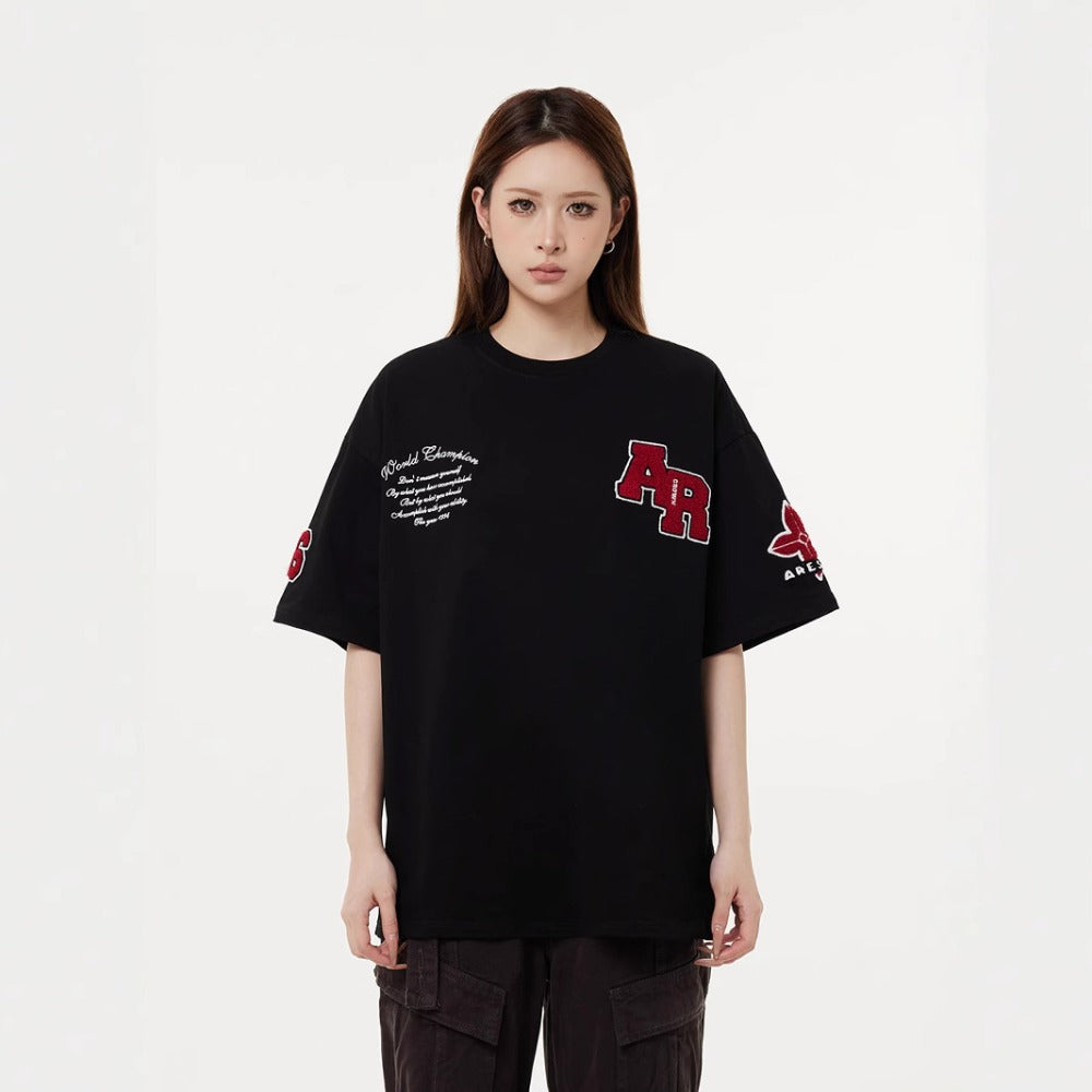 Nostalgia T-Shirts Embroidered Short Sleeve T-Shirt Summer Loose Top