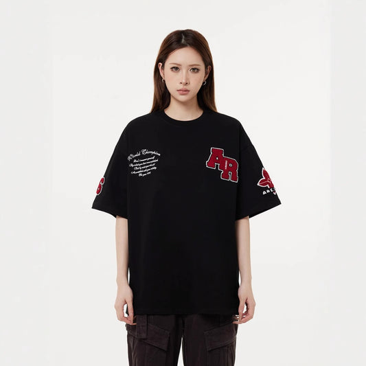 Nostalgia T-Shirts Embroidered Short Sleeve T-Shirt Summer Loose Top