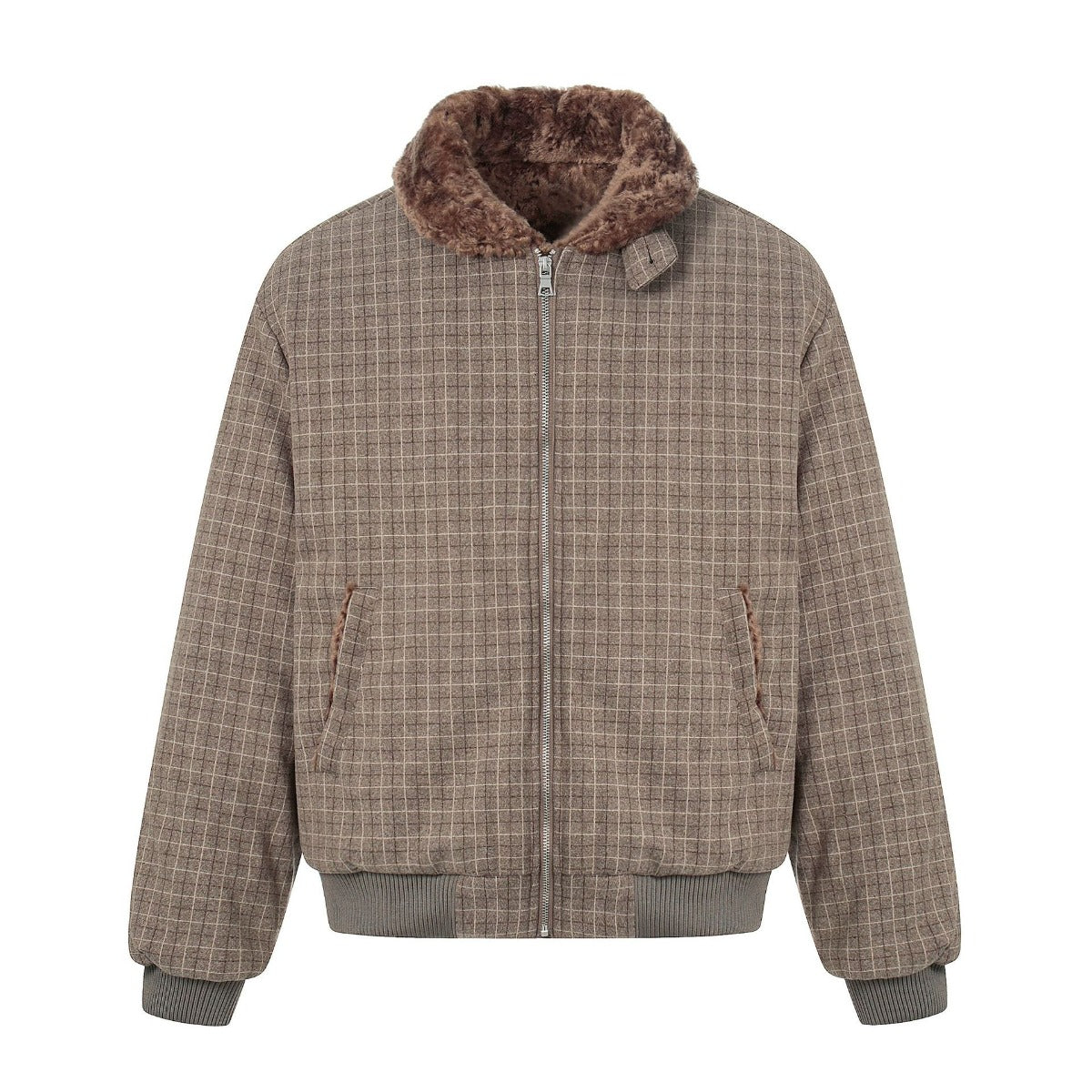Unisex Down Jacket Winter Fleece Collar Padded Jacket Vintage Old Money Style