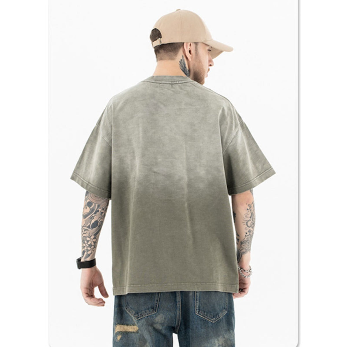 Vic Streetwear summer casual gradual change round neck short sleeve T-shirt