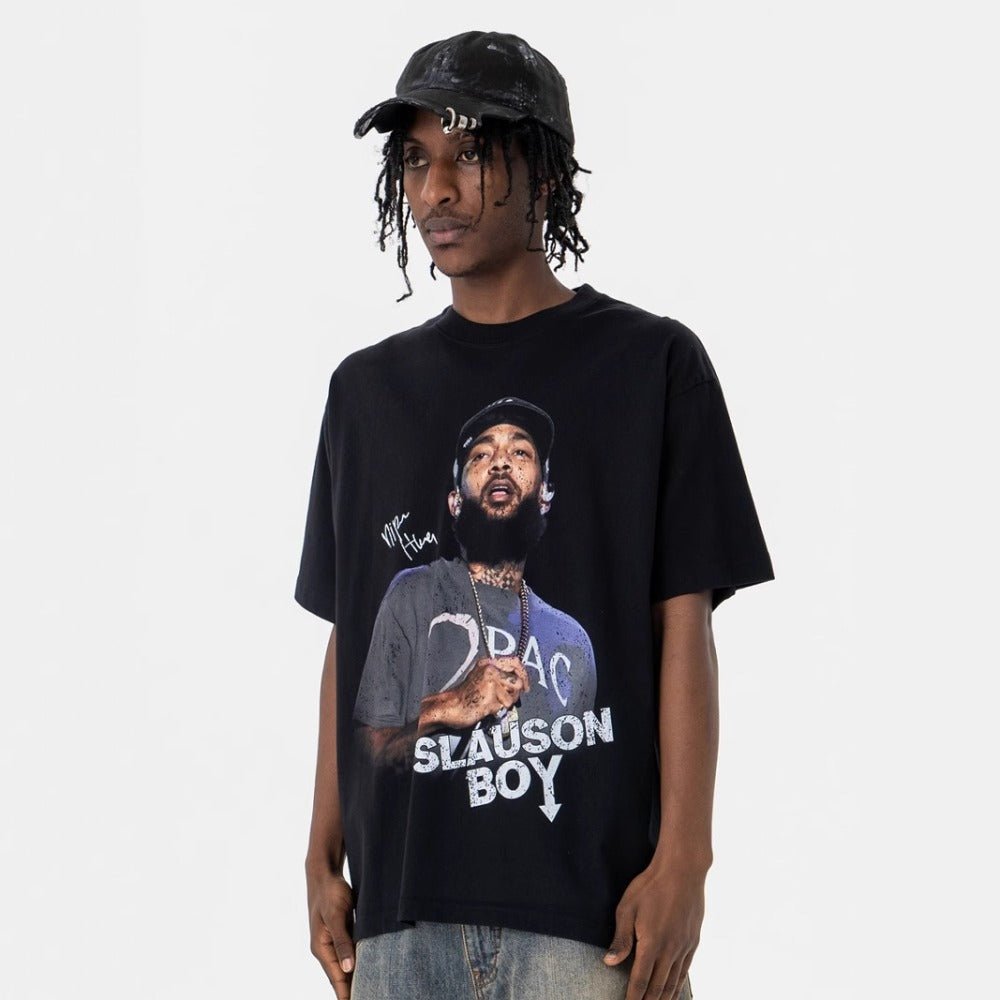 Vintage College Shirts Summer Vintage Portrait Print Casual Loose Crew Neck Short Sleeve T-Shirt