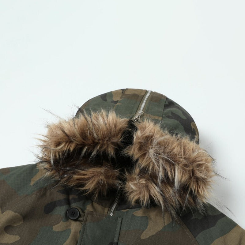 Unisex Down Jacket Men's Winter Camouflage Fur Collar Padded Jacket