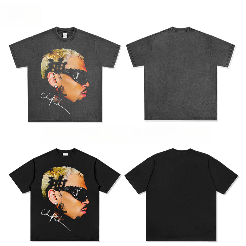 New york hip hop shop vintage hip hop Chris Brown print short sleeve t-shirt