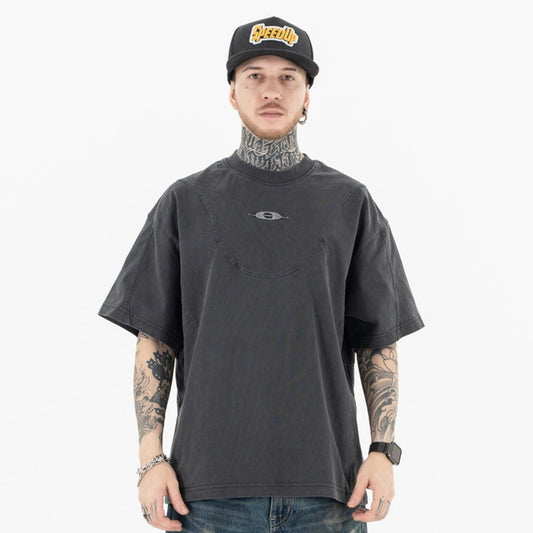 Vintage College Shirts Summer, Vintage Wash Embroidered Short Sleeve T-Shirts