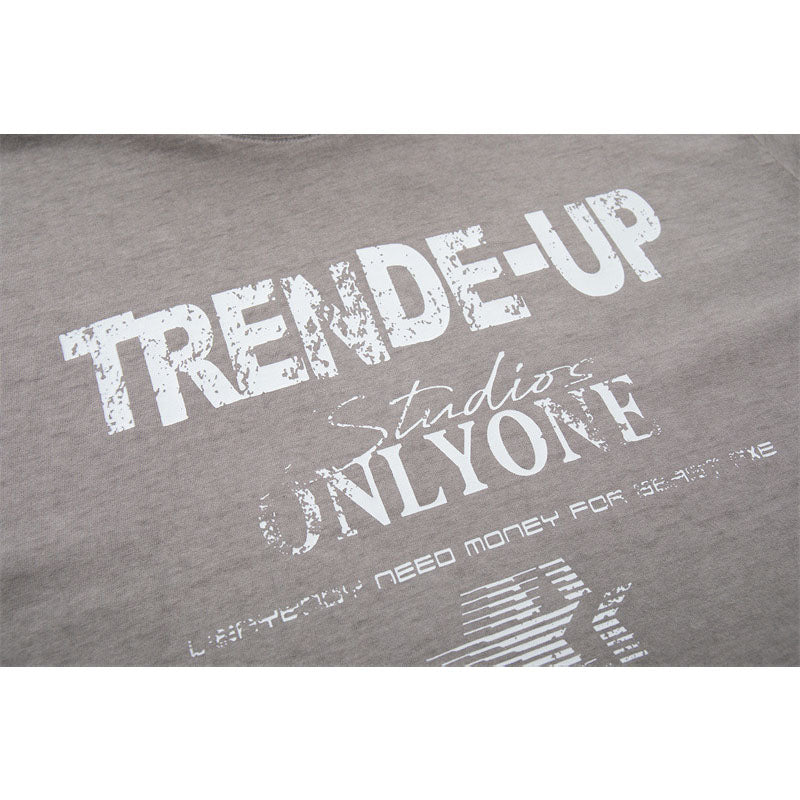 US drip outfits summer retro gradual change wash casual loose short sleeve T-Shirts