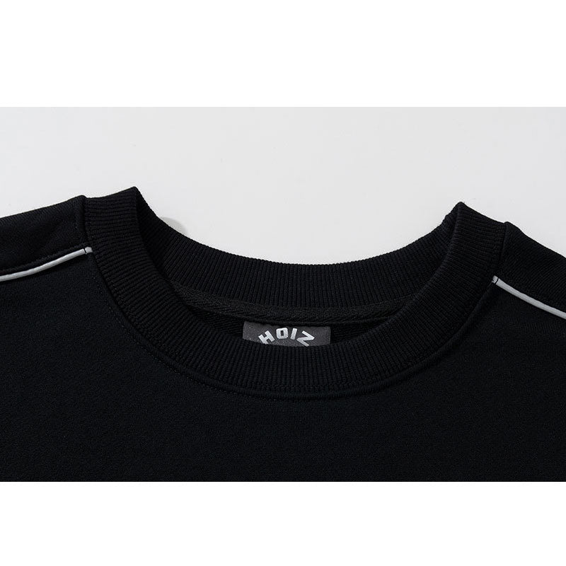 Marcas De Streetwear Reflective Strip Crew Neck Oversize Long Sleeve Top