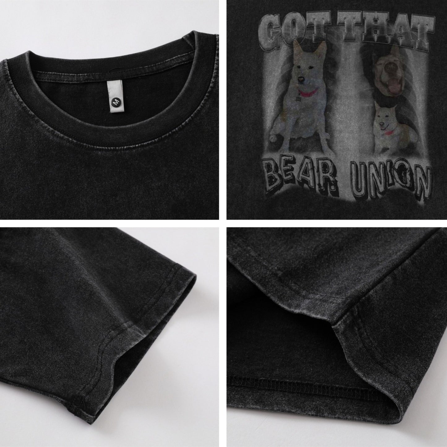 Distorted vintage puppy print crew neck short sleeve t-shirt oversize top