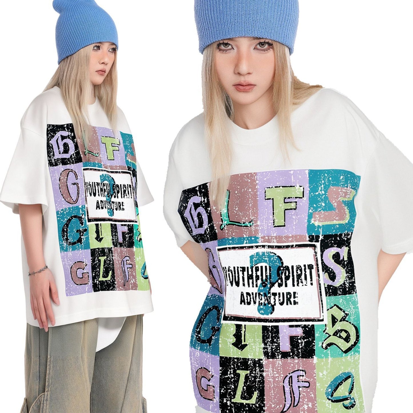 Unisex T-shirts Summer Color Fun Picture Men's Loose Short Sleeve T-Shirt