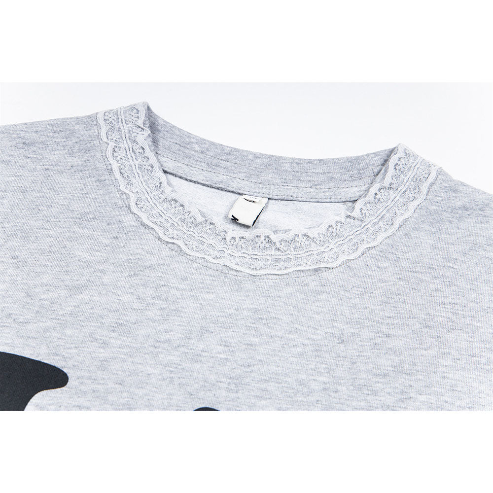 New York Hip Hop Style Hello Kitty Print Vintage Short Sleeve T-Shirt