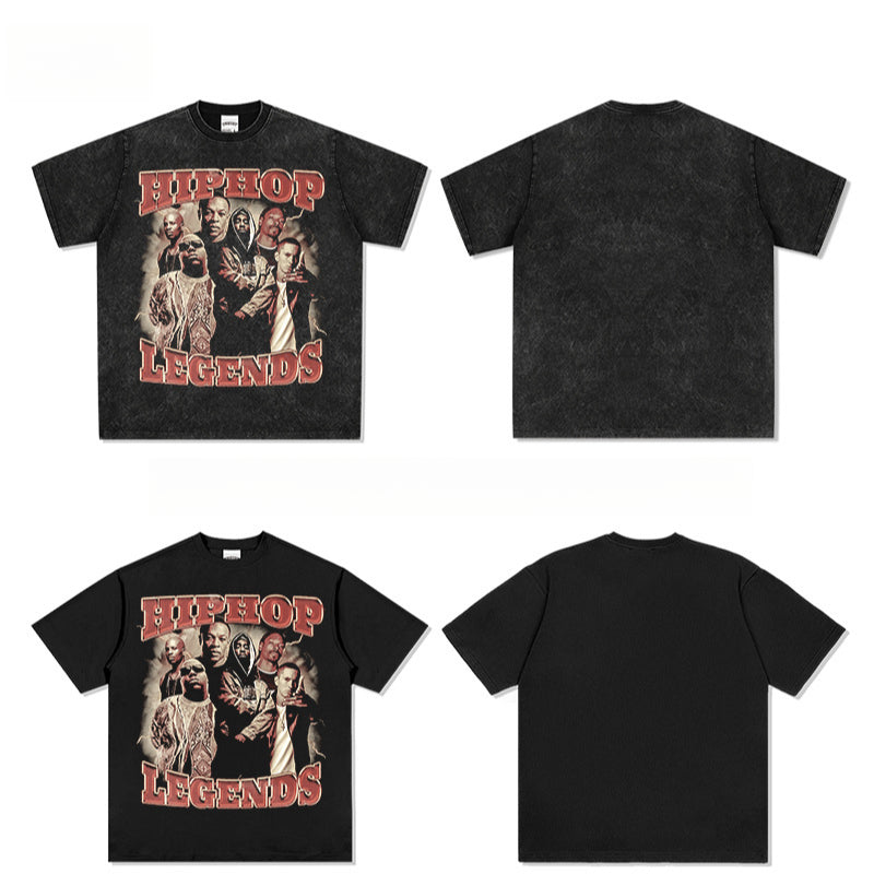 Streetwear masculino HIPHOP legendary figure print short sleeve T-shirt 2PAC Eminem