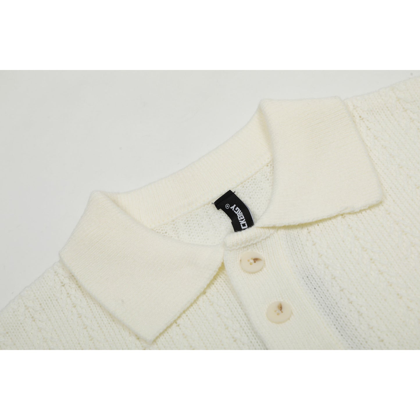 Hustle vintage summer vintage cutout knitted sweater short sleeve polo neck sweater