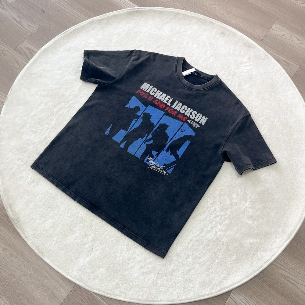Streetwear Eua t shirt Michael spoof band print cleanfit short sleeve t-shirt