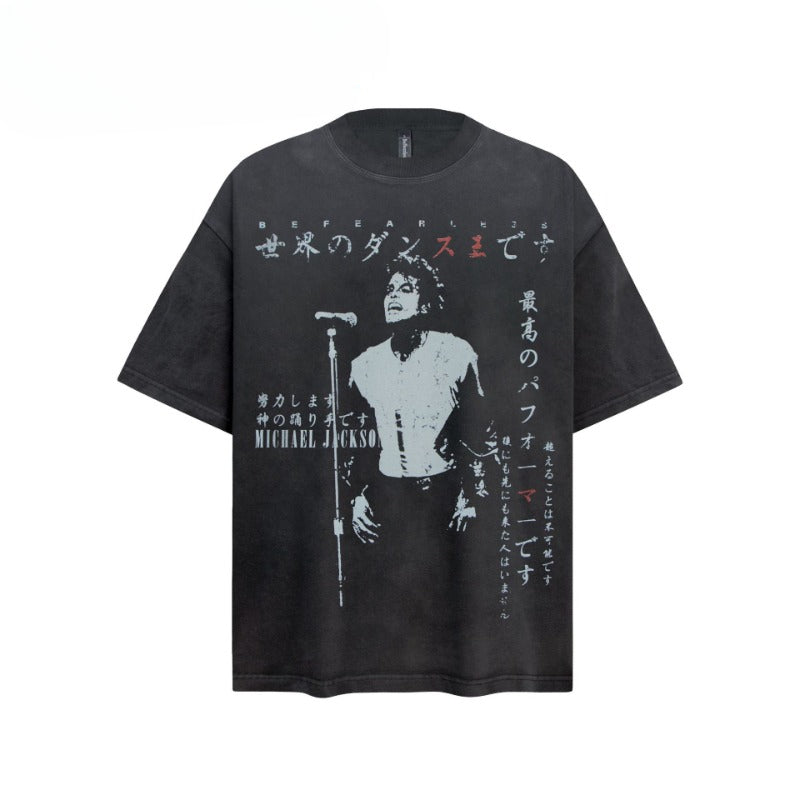 80s And 90s Vintage T Shirts Vintage Singer Dance King Washing Water Old Short Sleeve T-Shirts