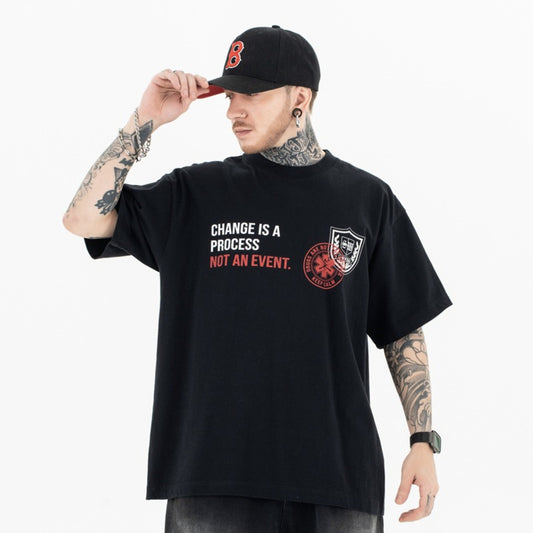 Vic Streetwear Summer Letter Print Loose Casual Short Sleeve T-Shirt