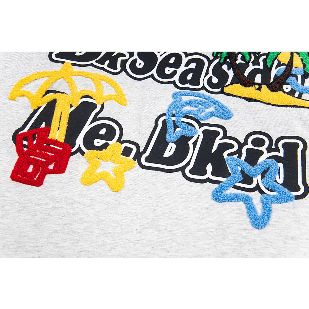 Hip Hop Clothes New York Vintage Alphabet Coconut Embroidered Short Sleeve T-Shirt