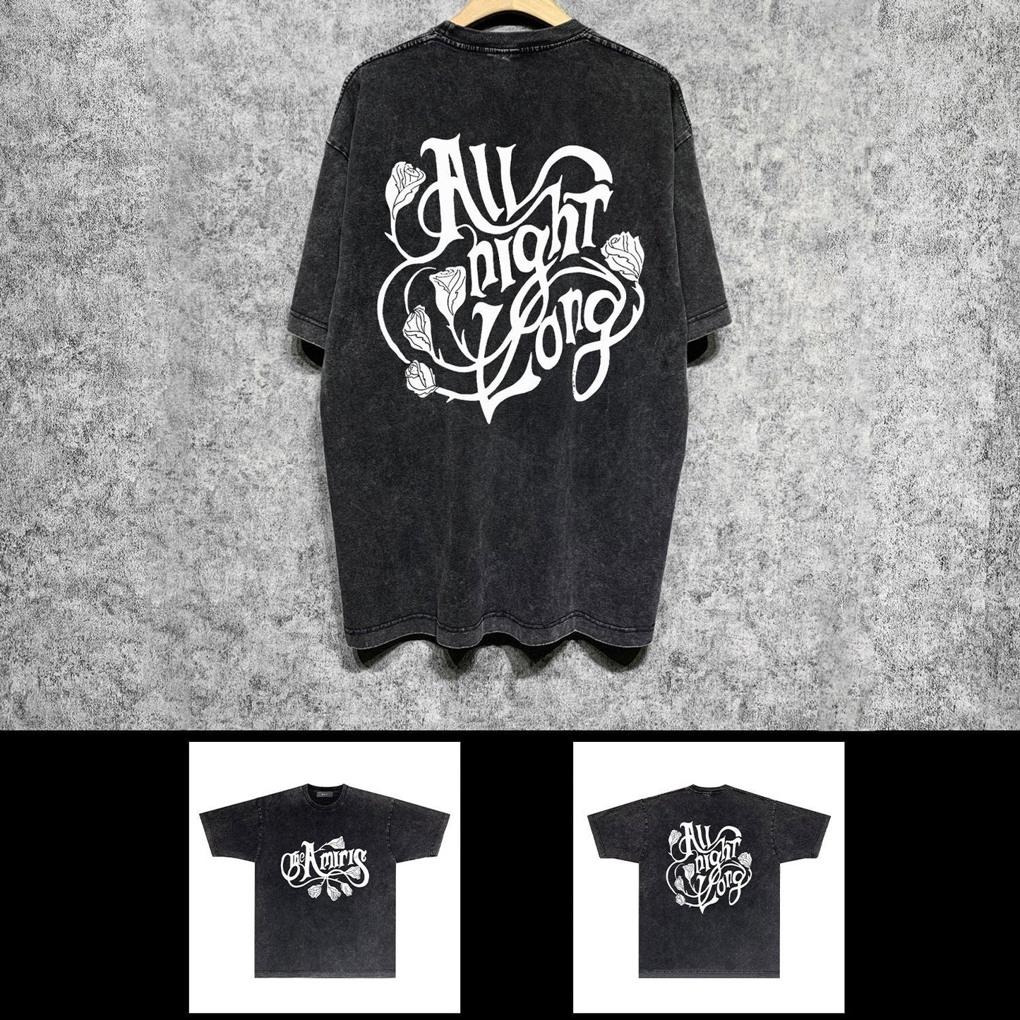 Amiri washed t-shirt morning glory printing short sleeve