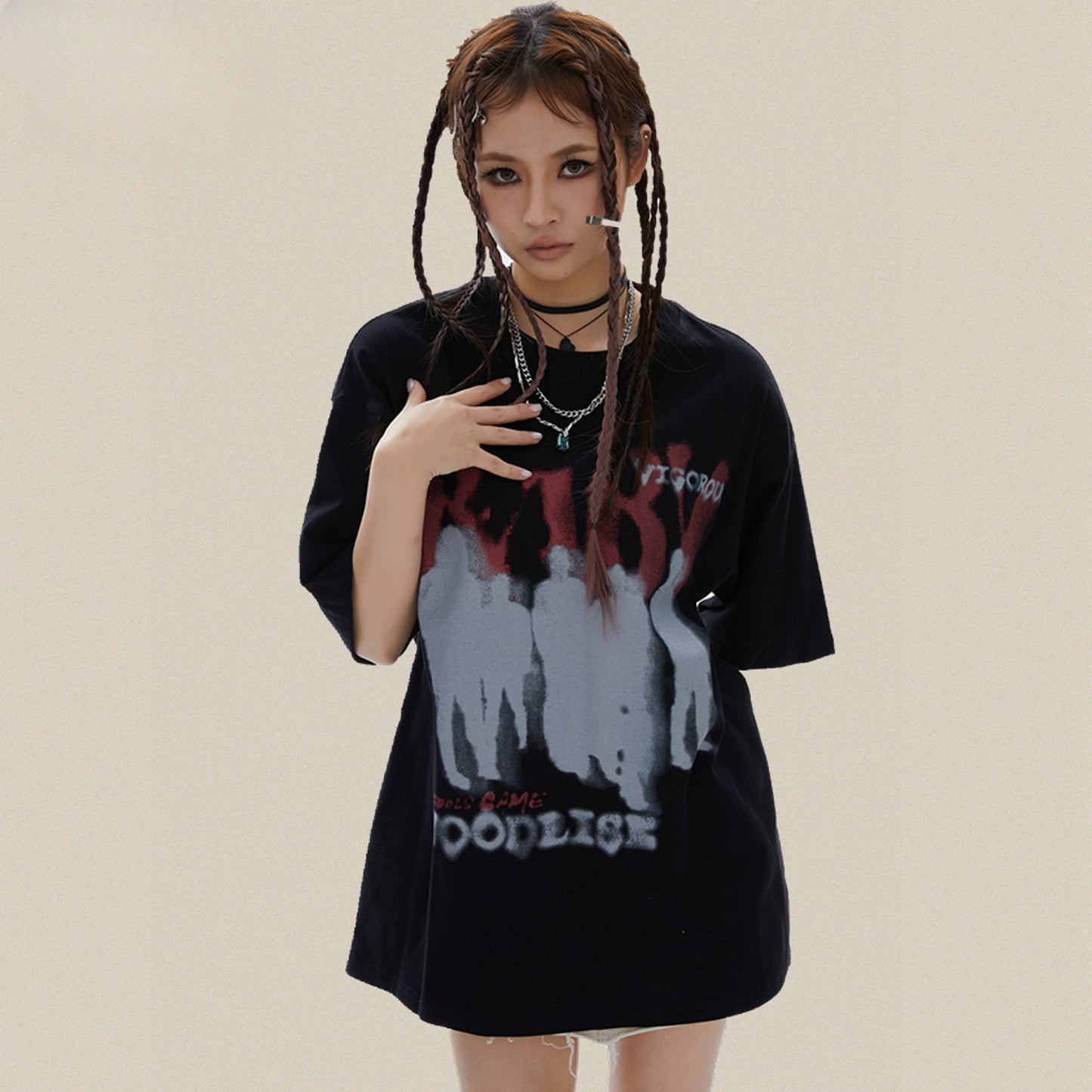 90s West Coast Hip Hop Fashion T Shirts Loose Short Sleeve Summer T-Shirts