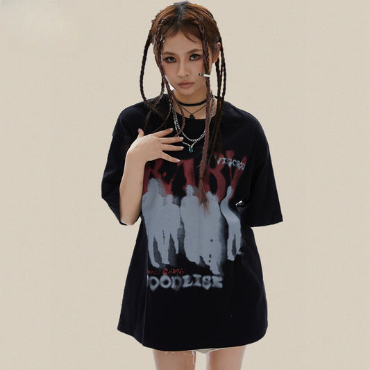 90s West Coast Hip Hop Fashion T Shirts Loose Short Sleeve Summer T-Shirts