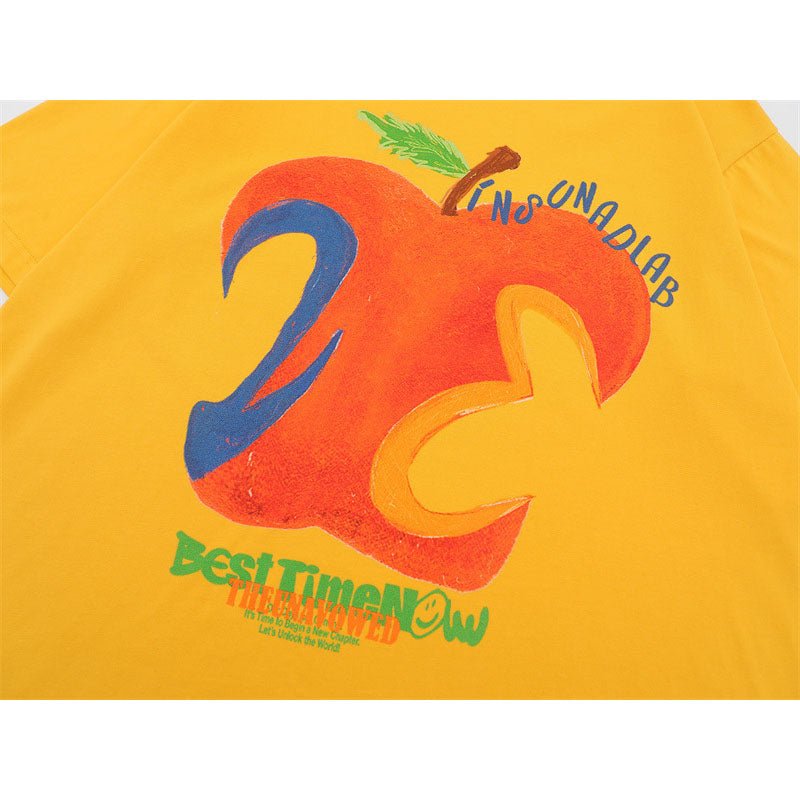 US drip outfits summer retro gradual change love apple casual loose short sleeve T-Shirts