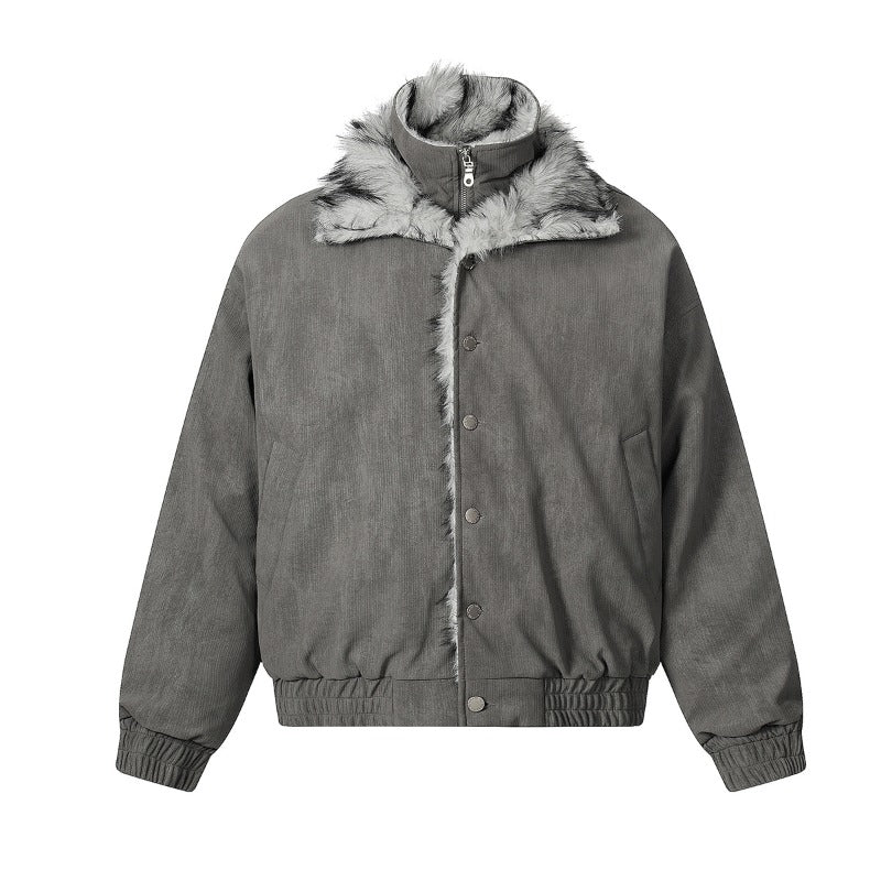 Unisex Down Jacket Winter Men's Fleece Collar Warm Padded Jacket