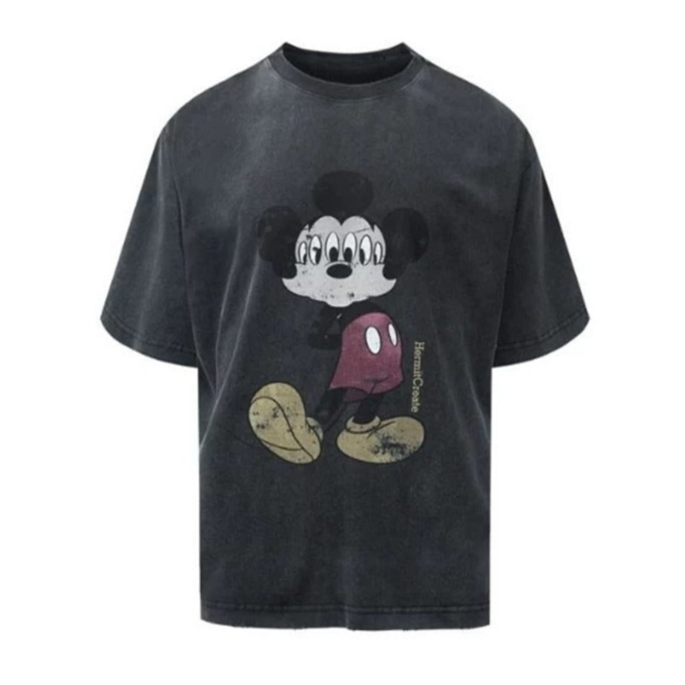 Streetwear Eua t-shirt washed and made old short-sleeved t-shirt