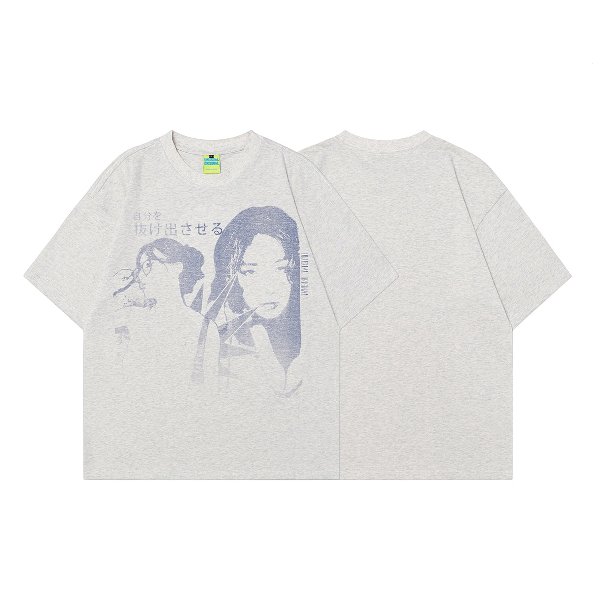 90s West Coast Hip Hop Fashion T Shirts Vintage Shibuya Girl Portrait Print Loose Half Sleeve T-Shirt