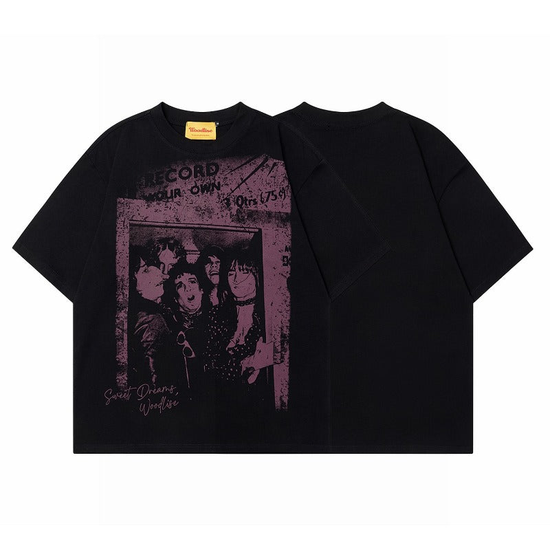90s West Coast Hip Hop Fashion T-Shirts Vintage Old Gothic Print Crew Neck T-Shirt