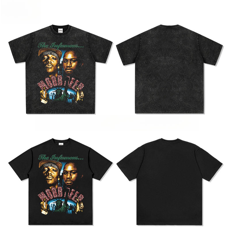 New york hip hop shop vintage hip hop mob deep print short sleeve t-shirt