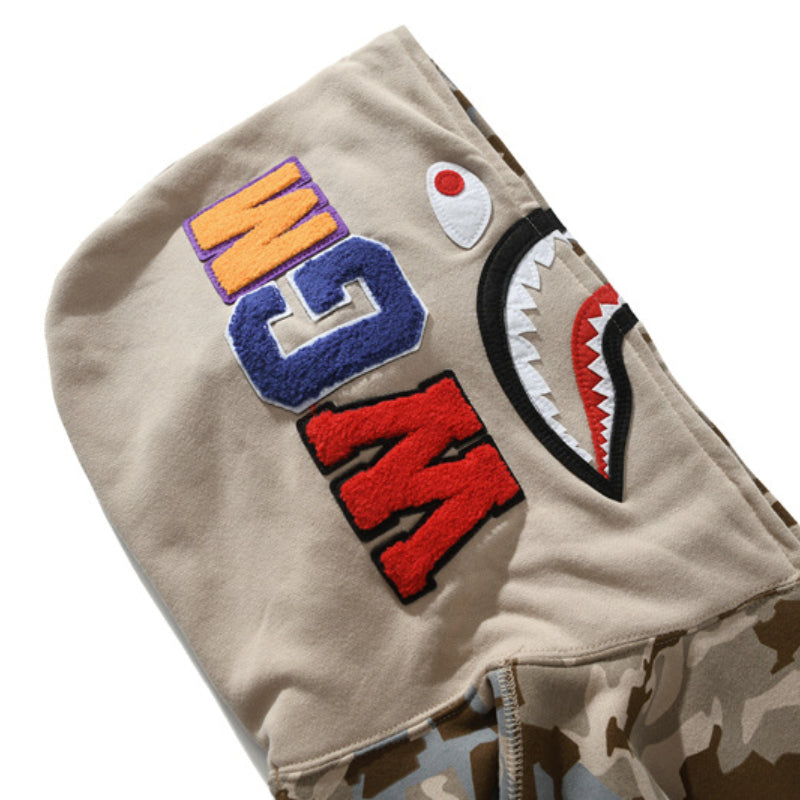 Ape Hoodie Shark Sewn Large Pocket Zip Hooded Cardigan Sweater Jacket