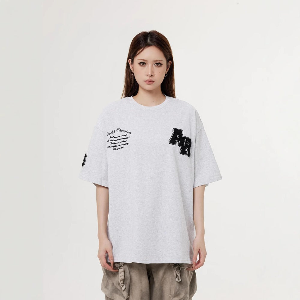 Nostalgia T-Shirts Embroidered Short Sleeve T-Shirt Summer Loose Top