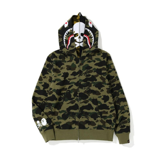 Ape Hoodie Two-Hat Camouflage Hoodie Men's and Women's Hooded Cardigan Shark Sweater Jacket