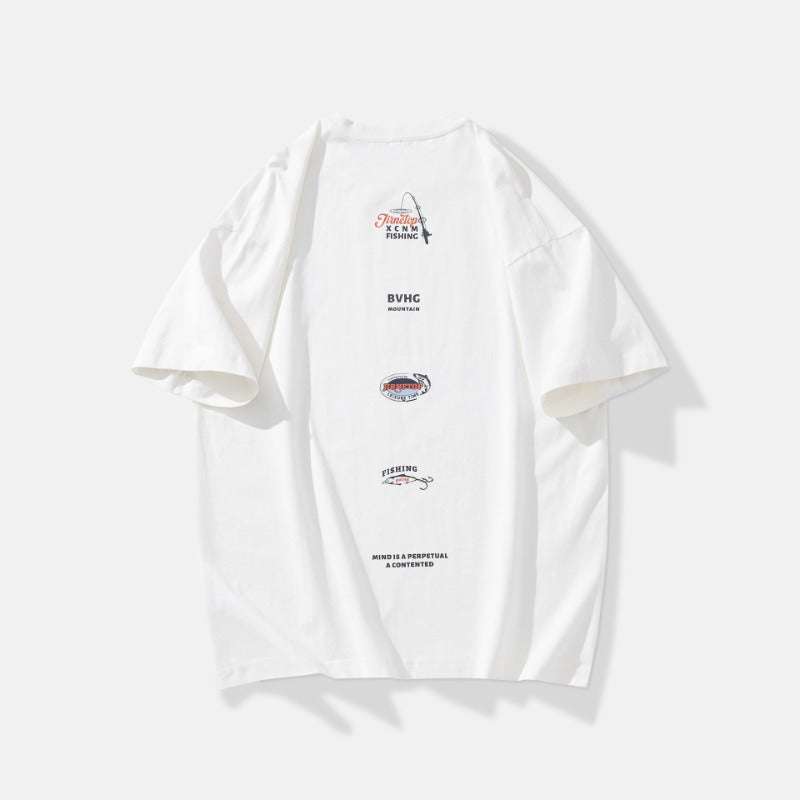 Men T-shirts Loose Summer Print Short Sleeve Top