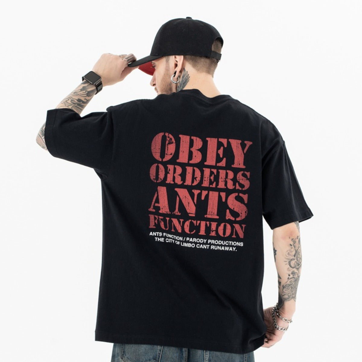 Vic Streetwear Summer Ant Printed Loose Casual Short Sleeve T-Shirt