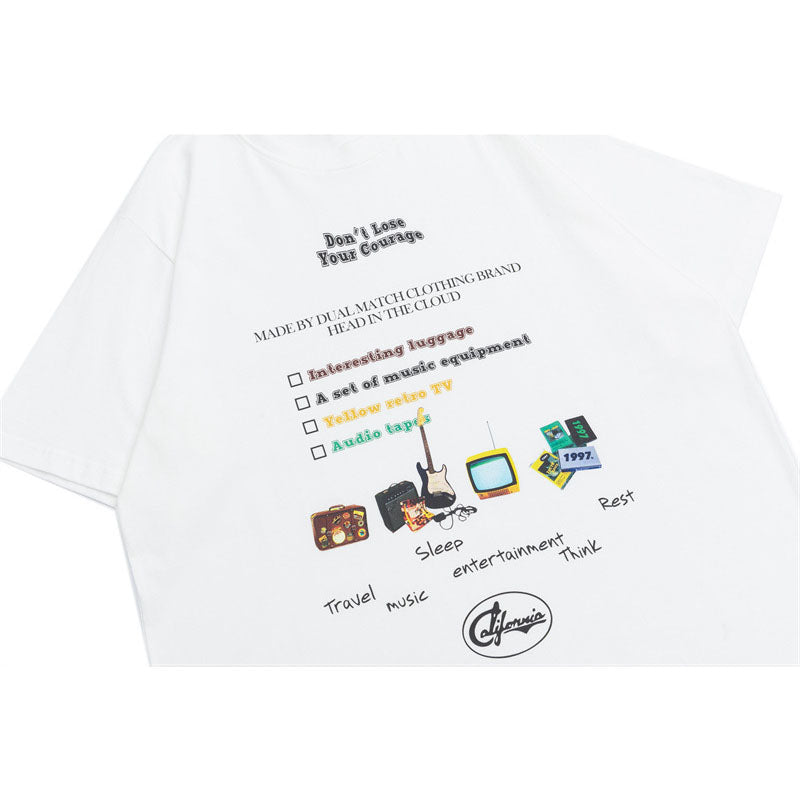 Hip Hop Shirts For Boys Alphabet Print Short Sleeve T-Shirt Vintage